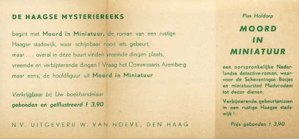 Haagse Mysterie Reeks. voorkant